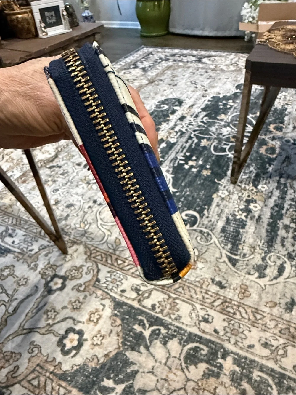 kate spade Cream, Red & Pink Striped Zip Wallet